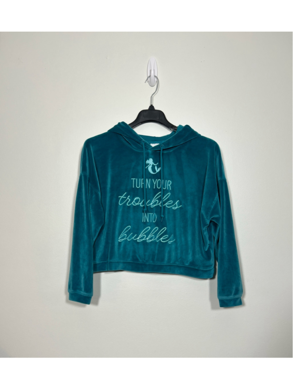 Women's Disney The Little Mermaid Teal Velour Hoodie Size L